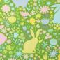 Preview: Bauwoll Druck Bunte Hasen auf Grün von Happy Easter by Swafing 